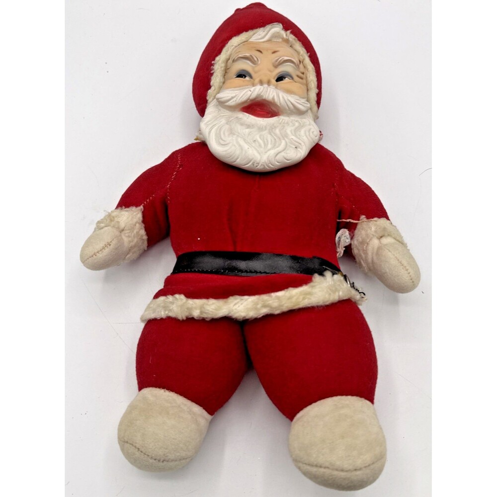 Vintage Rushton Co Rubber Face & Beard Santa Claus Plush Figure/Doll 14”